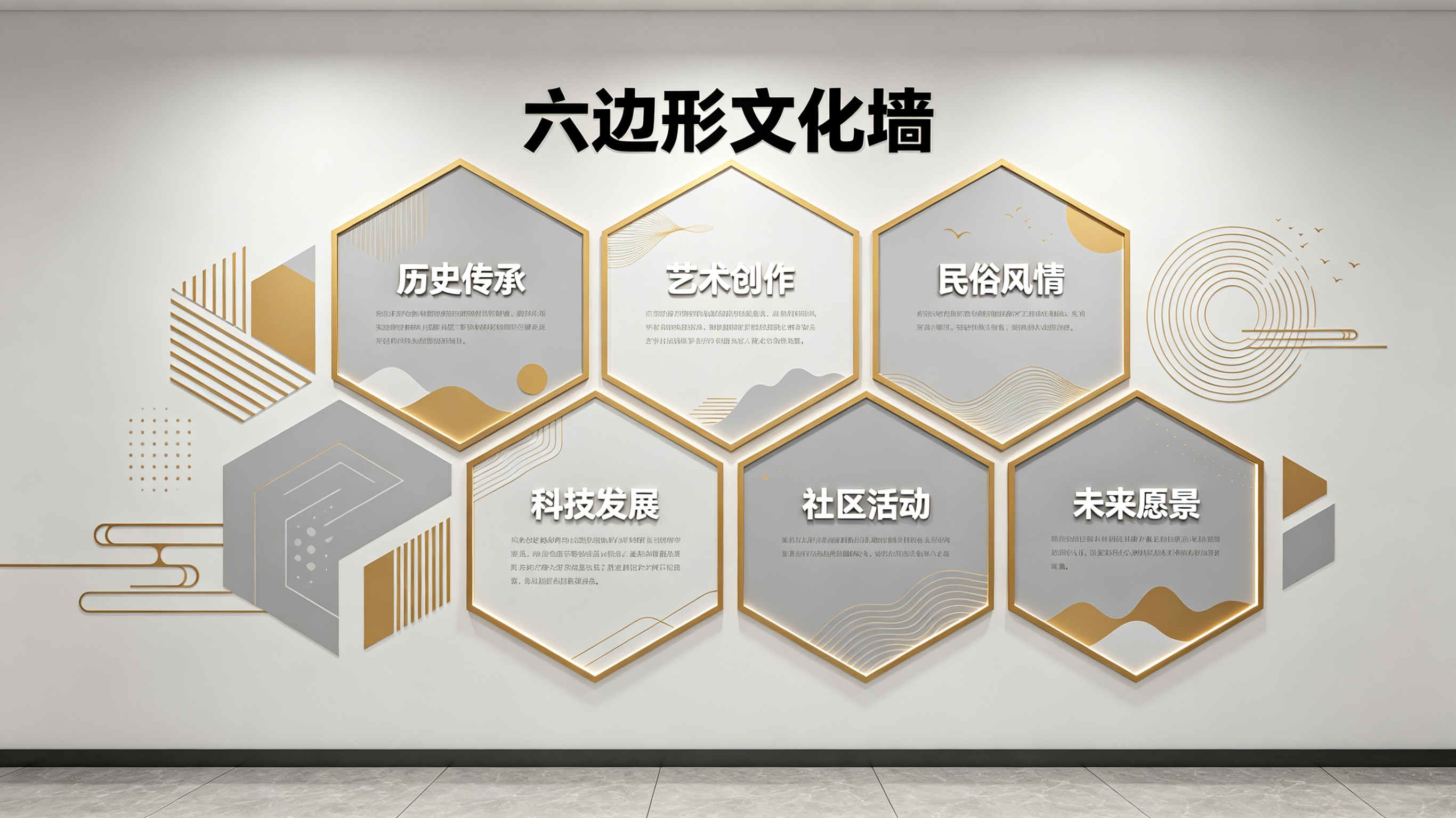  普格企业文化墙 | 六边形信息美学